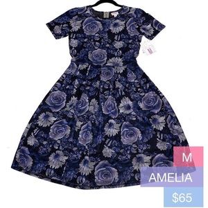 LuLaRoe Amelia Dress Spring Roses Floral Medium